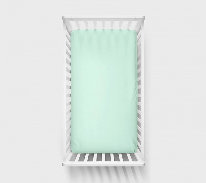 Cearsaf din bumbac jersey cu elastic pe contur 120x60x15 cm, Verde [2]
