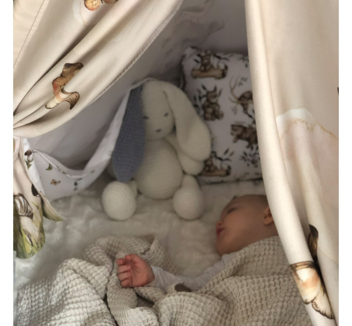 Cort de joaca Boho, saltea impermeabila inclusa, 4 perne, Indian Teepee din Bumbac, BabySteps [4]