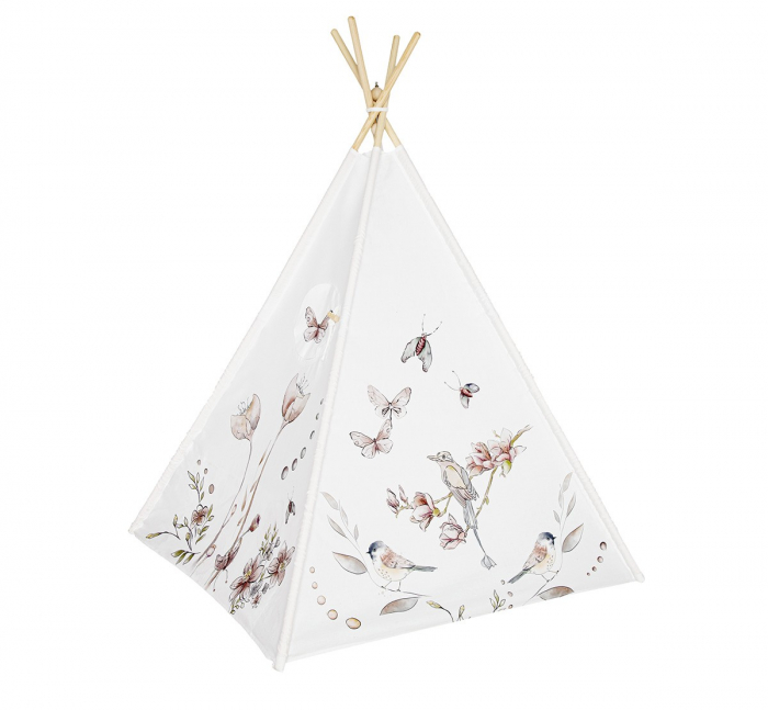 Cort de joaca Nature, saltea impermeabila inclusa, 4 perne, Indian Teepee din Bumbac, BabySteps [4]