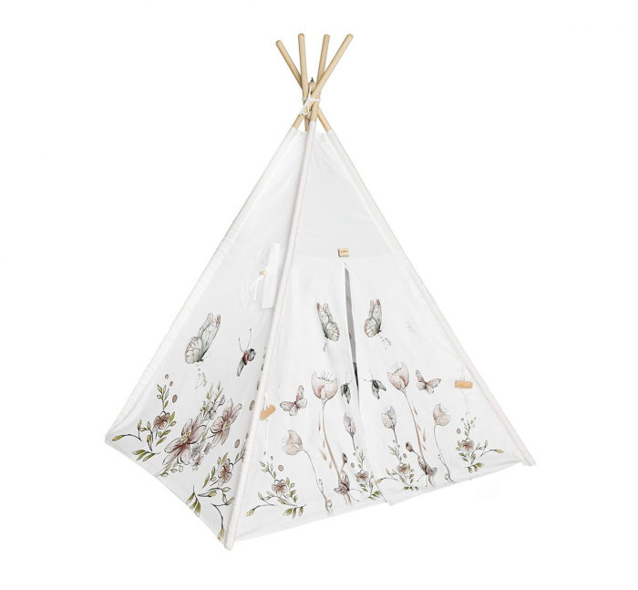 Cort de joaca Nature, saltea impermeabila inclusa, 4 perne, Indian Teepee din Bumbac, BabySteps [2]