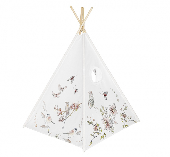 Cort de joaca Nature, saltea impermeabila inclusa, 4 perne, Indian Teepee din Bumbac, BabySteps [3]