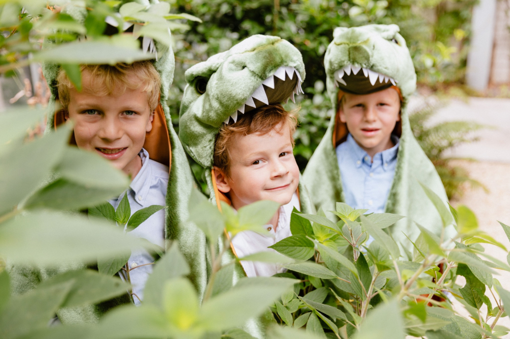 Costum copii Wild & Soft T-Rex – costum animal pluș premium, pelerină de joacă și păturică [11]