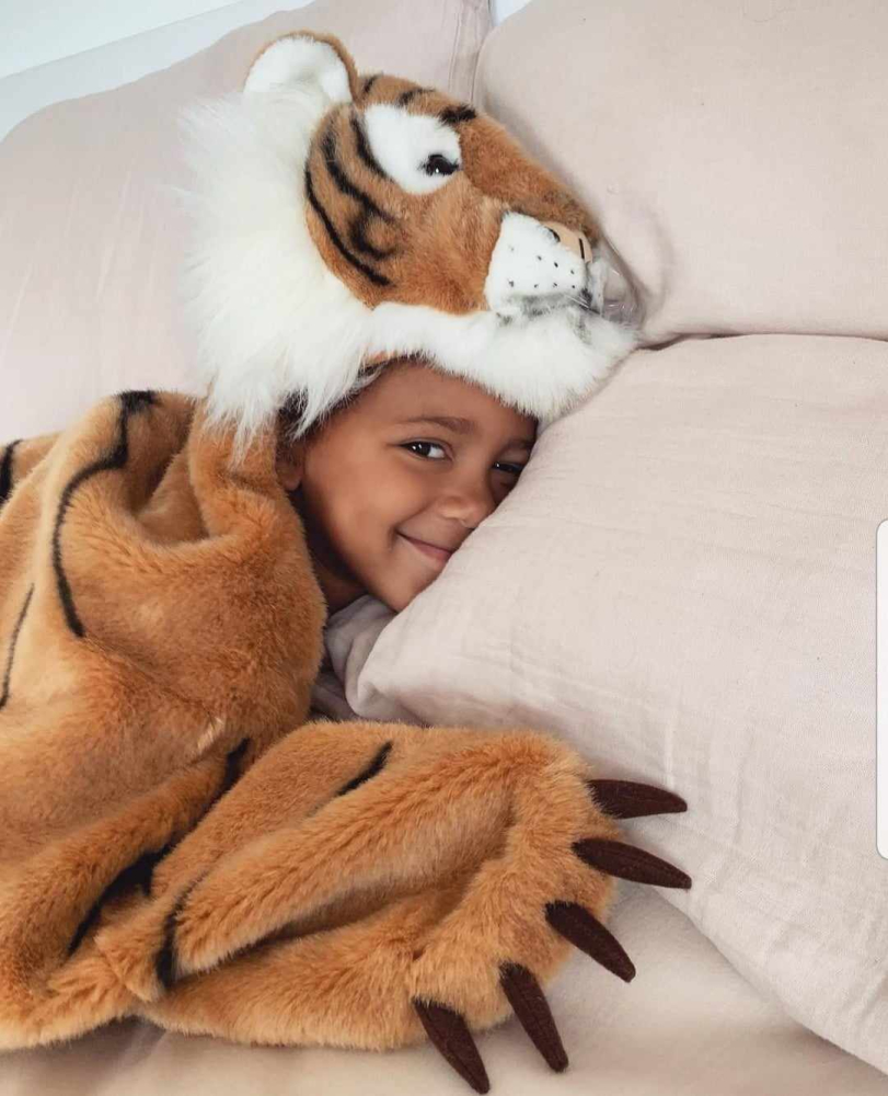 Costum copii Wild & Soft Tigru – costum animal pluș premium, pelerină de joacă și păturică [20]
