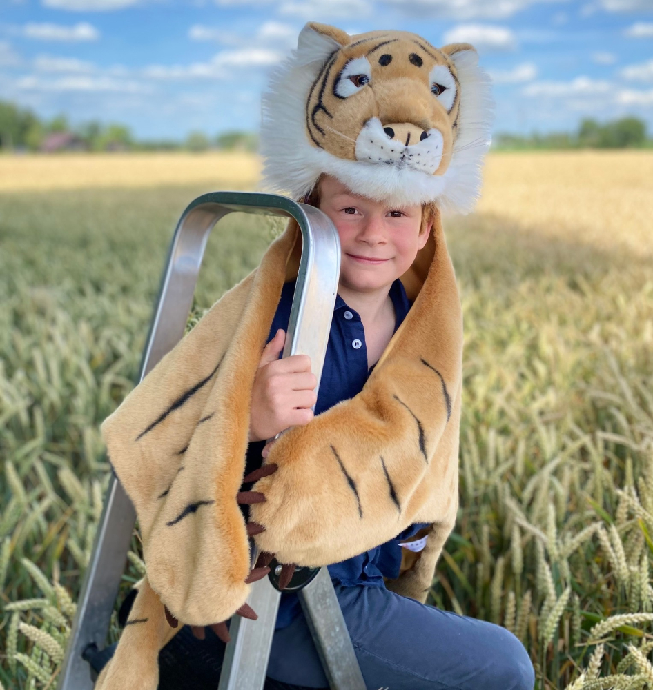 Costum copii Wild & Soft Tigru – costum animal pluș premium, pelerină de joacă și păturică [17]