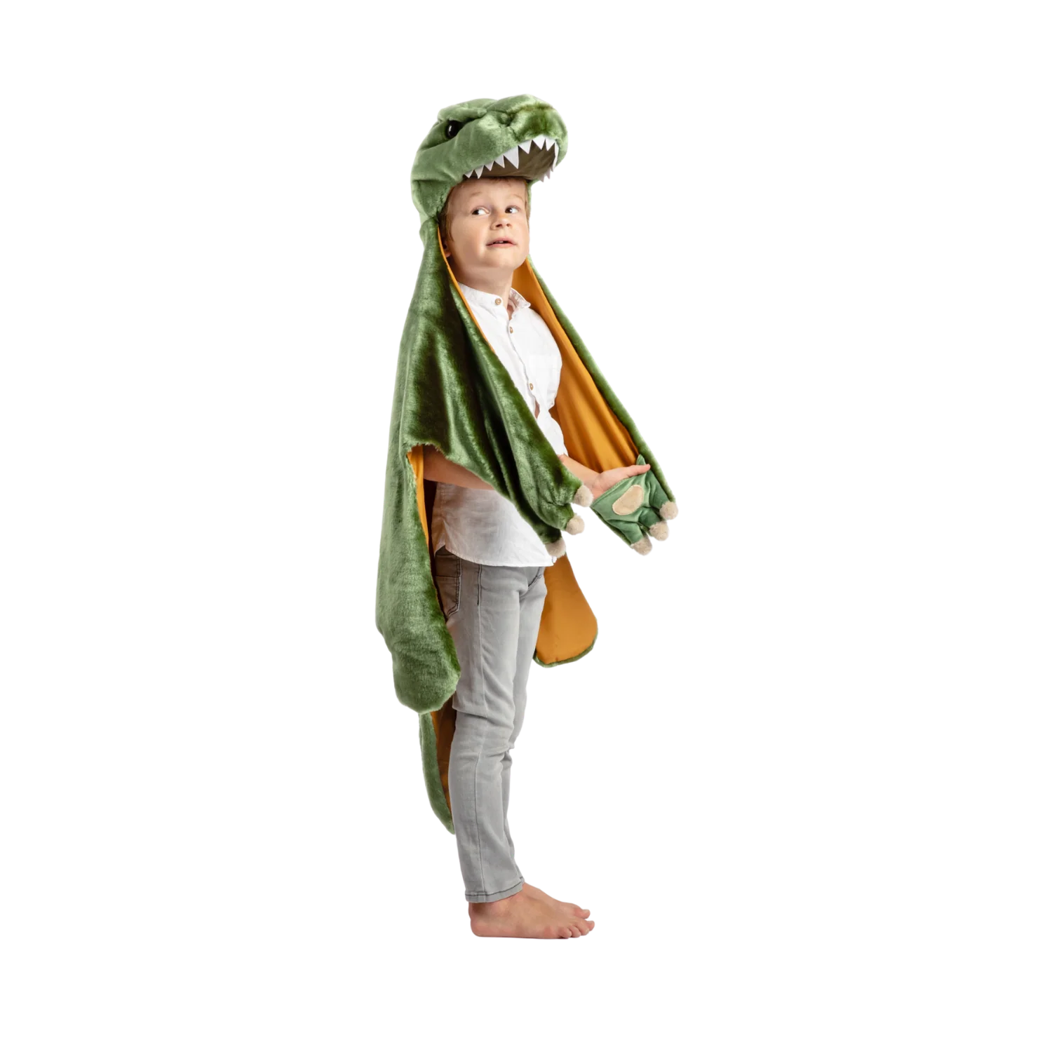 Costum copii Wild & Soft T-Rex – costum animal pluș premium, pelerină de joacă și păturică [2]