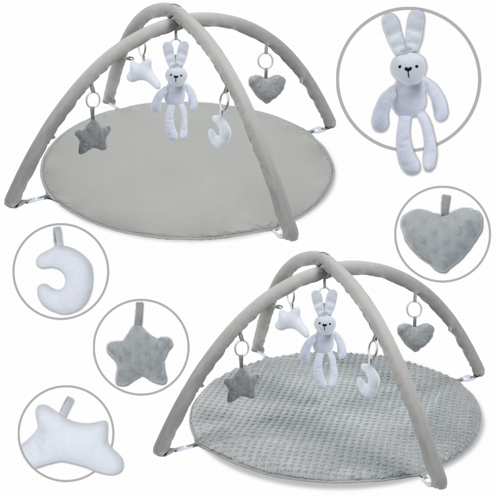 Covoraș de joacă față-verso Kidwell GRACE Bunny cu arcada interactiva, 5 jucării și cutie muzicală în formă de iepuraș [2]