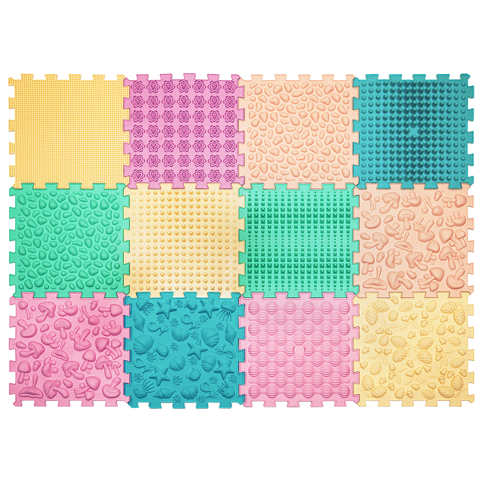 Covoraș ortopedic Puzzle „Mix” 12 elemente Pastel – joacă sănătoasă și reflexoterapie pentru toată familia [1]