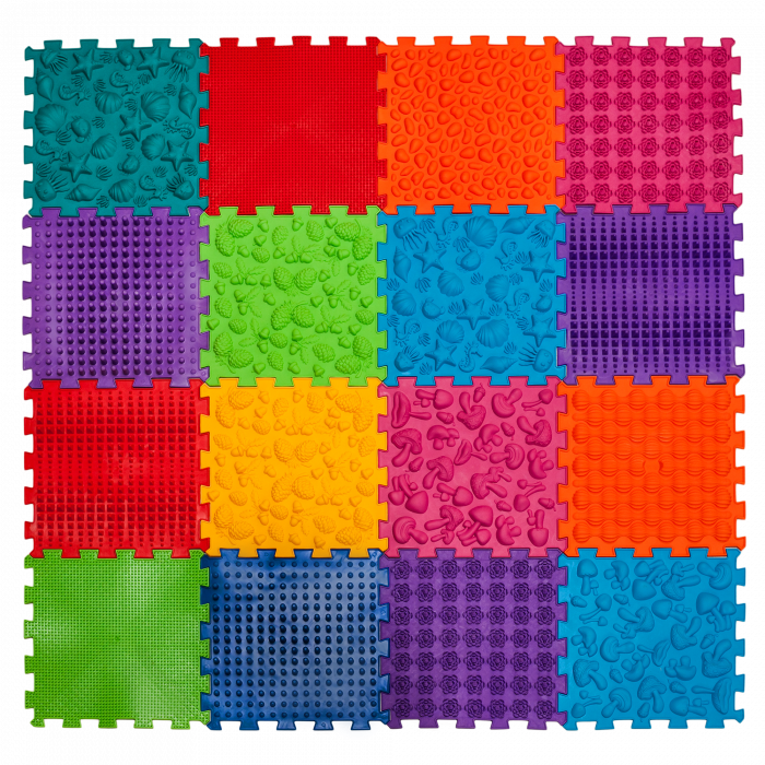Covoraș ortopedic Puzzle „Mix” 16 elemente – joacă sănătoasă și reflexoterapie pentru toată familia [1]