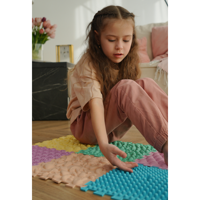 Covoraș ortopedic Puzzle „Mix” 6 elemente Pastel – joacă sănătoasă și reflexoterapie pentru toată familia [5]