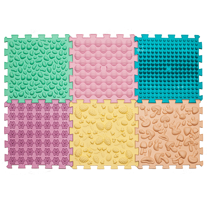 Covoraș ortopedic Puzzle „Mix” 6 elemente Pastel – joacă sănătoasă și reflexoterapie pentru toată familia [1]