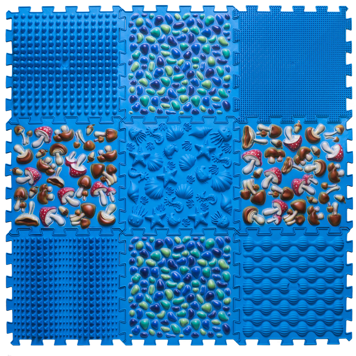 Covoraș ortopedic Puzzle „Mix” 9 elemente Blue – joacă sănătoasă și reflexoterapie pentru toată familia [1]