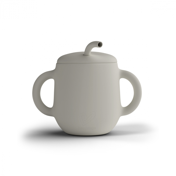 Cana de antrenament, cu pai flexibil, Din silicon, Fără BPA, BPS, PVC și ftalați  2in1, 250 ml, Cream [2]