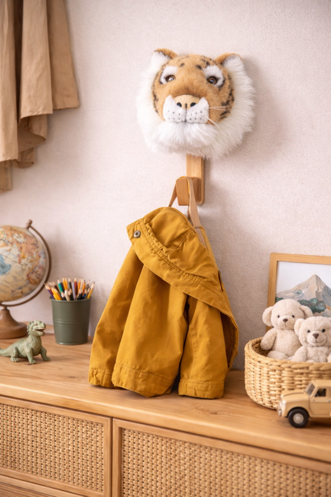 Cuier copii Wild & Soft Tigru – cuier decorativ din bambus, handmade, premium [3]