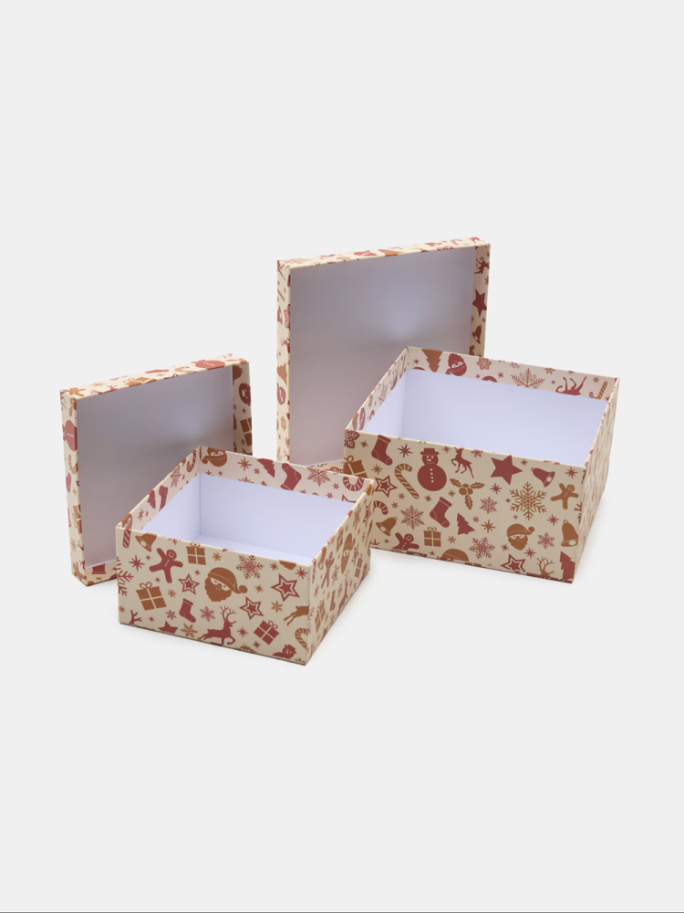 Cutie pentru cadou – 18,8 cm x 18,8 cm x 9,8 cm Design festiv, ideală pentru surprize de Crăciun - Copie [2]