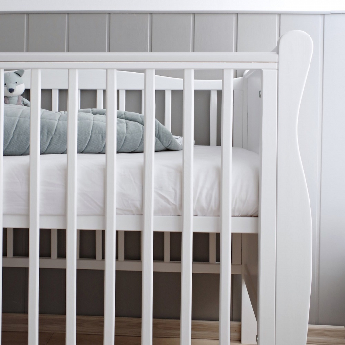 Patut din lemn pentru bebe, inaltime saltea reglabila, Noble Alb 120x60 cm [13]