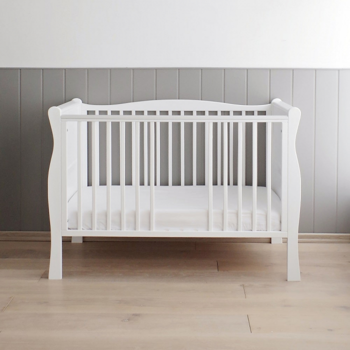 Patut din lemn pentru bebe, inaltime saltea reglabila, Noble Alb 120x60 cm [3]