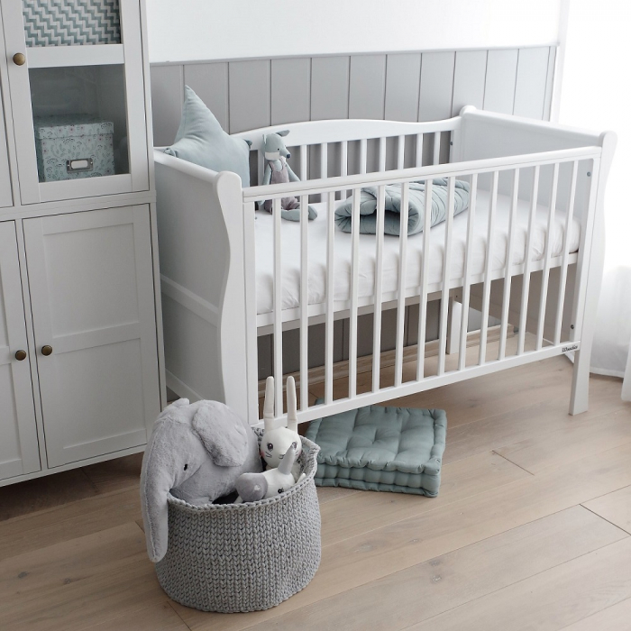 Patut din lemn pentru bebe, inaltime saltea reglabila, Noble Alb 120x60 cm [15]