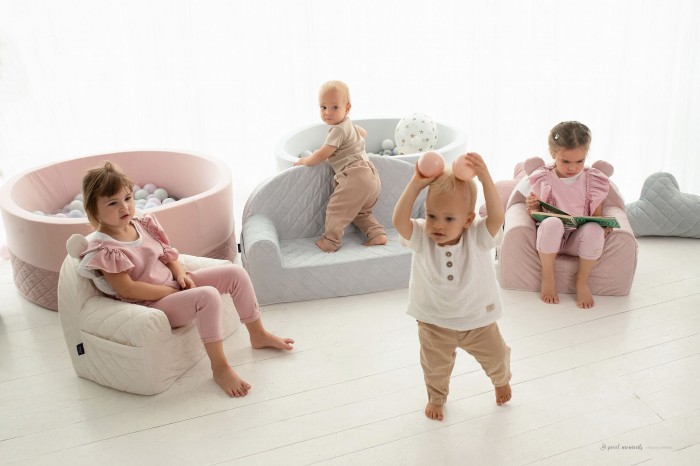 Fotoliu pentru copii cu spatar, catifea Velvet Ursulet Teddy Beige [13]
