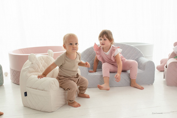 Fotoliu pentru copii cu spatar, catifea Velvet Ursulet Teddy Mint [13]