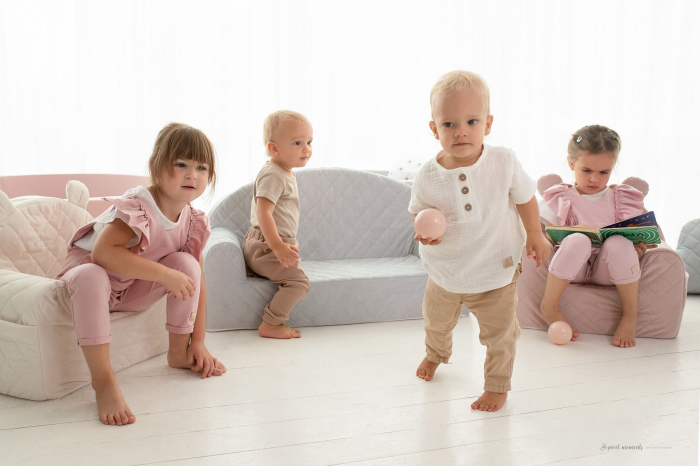 Fotoliu pentru copii cu spatar, catifea Velvet Ursulet Teddy Mint [14]