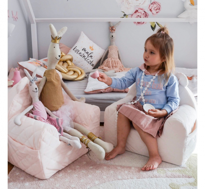 Fotoliu pentru copii cu spatar, catifea Velvet Ursulet Teddy Beige [5]