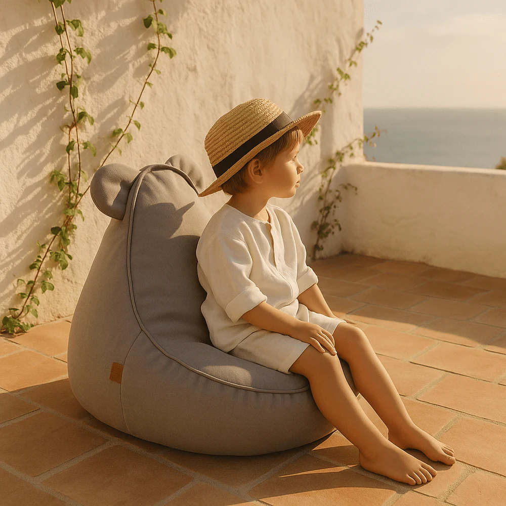 Puf Premium Copii MeowBaby® Outzy Teddy – Bean Bag Indoor & Outdoor cu Urechi Teddy pentru Relaxare și Joacă [2]