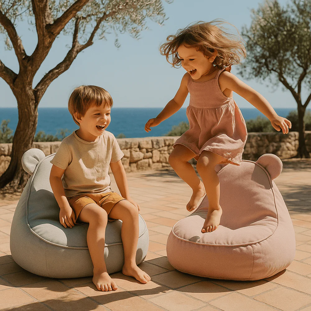 Puf Premium Copii MeowBaby® Outzy Teddy – Bean Bag Indoor & Outdoor cu Urechi Teddy pentru Relaxare și Joacă [9]