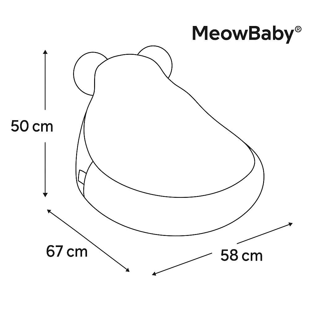 Puf Premium Copii MeowBaby® Outzy Teddy FeatherFog Gray – Bean Bag Indoor & Outdoor cu Urechi Teddy pentru Relaxare și Joacă [10]
