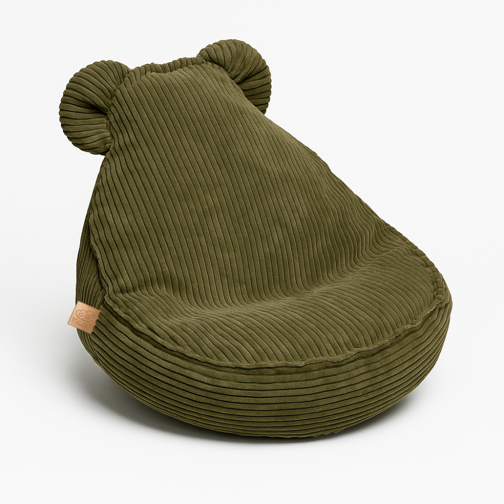 Fotoliu puf pentru copii MeowBaby Aesthetic Sako Bag, Teddy Khaki, certificat OEKO-TEX, usor de curatat [1]
