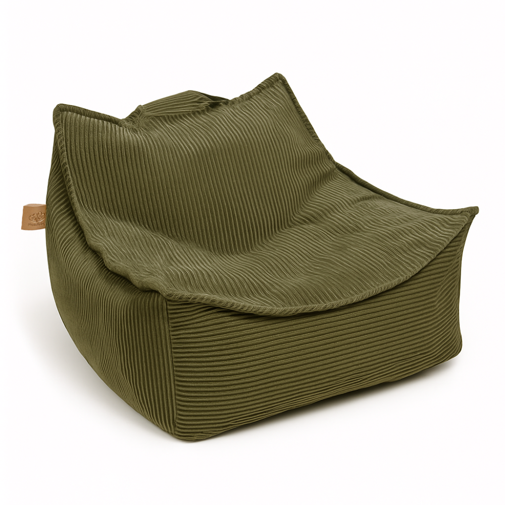 Fotoliu tip puf din catifea pentru copii MeowBaby® Sako Aesthetic – khaki, material certificat OEKO-TEX® [1]