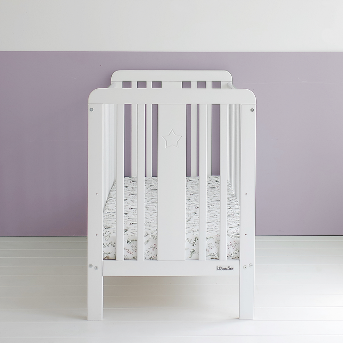 Patut din lemn pentru bebe, inaltime saltea reglabila, Star Baby Alb 120x60 cm [3]