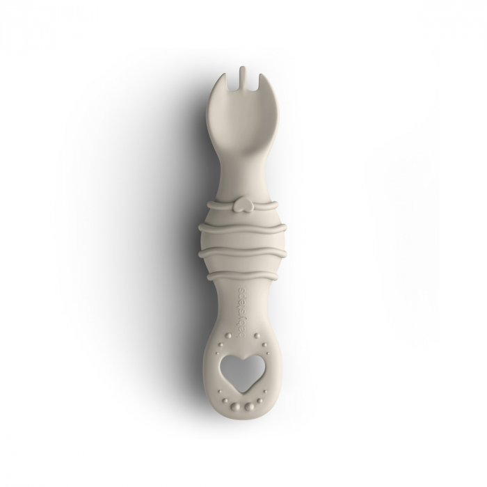 Furculița și lingura BabySteps® 2in1, silicon alimentar 100%, Fără BPA, BPS, PVC și ftalați, cream [2]