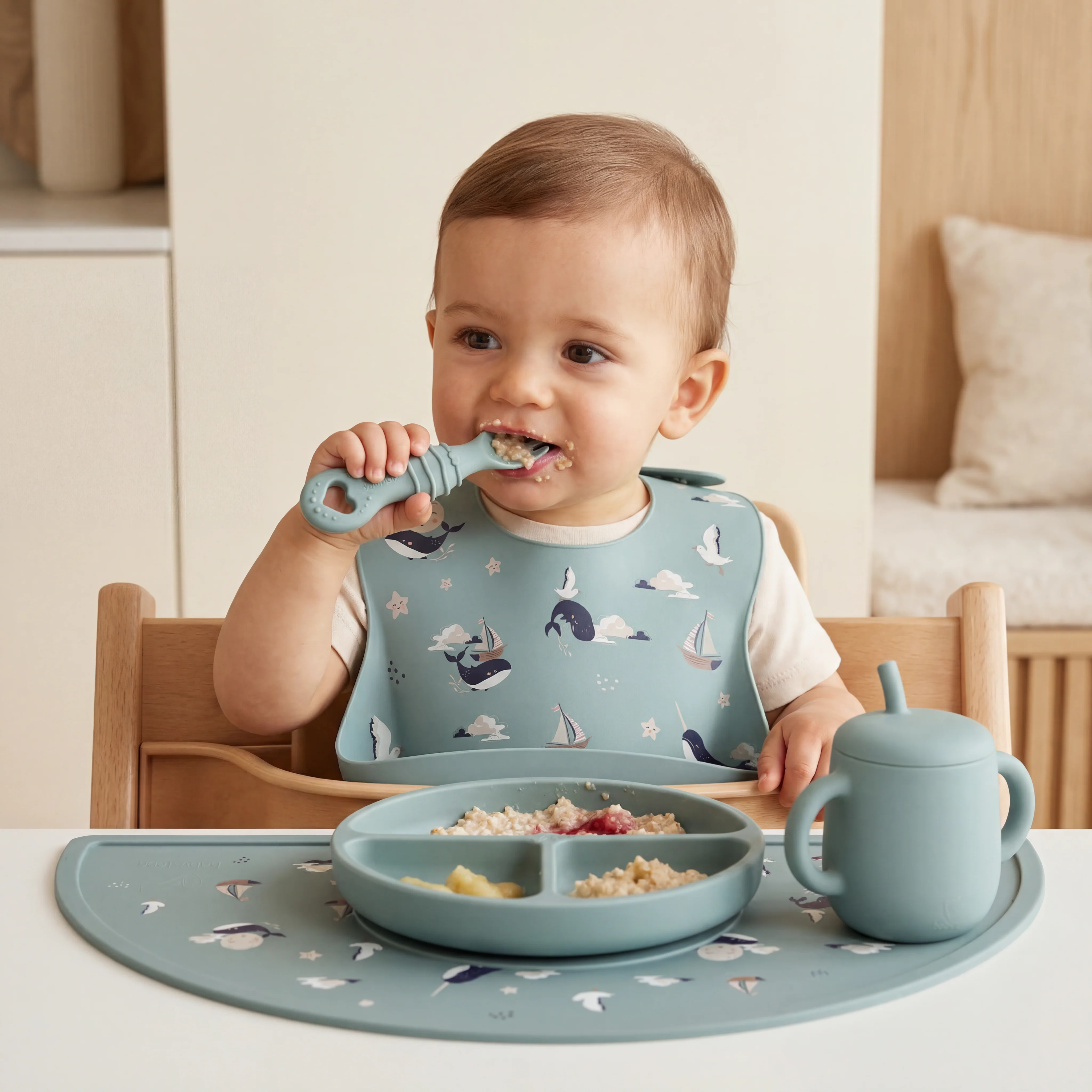 Furculița și lingura BabySteps® 2in1, silicon alimentar 100%, Fără BPA, BPS, PVC și ftalați, ether [3]