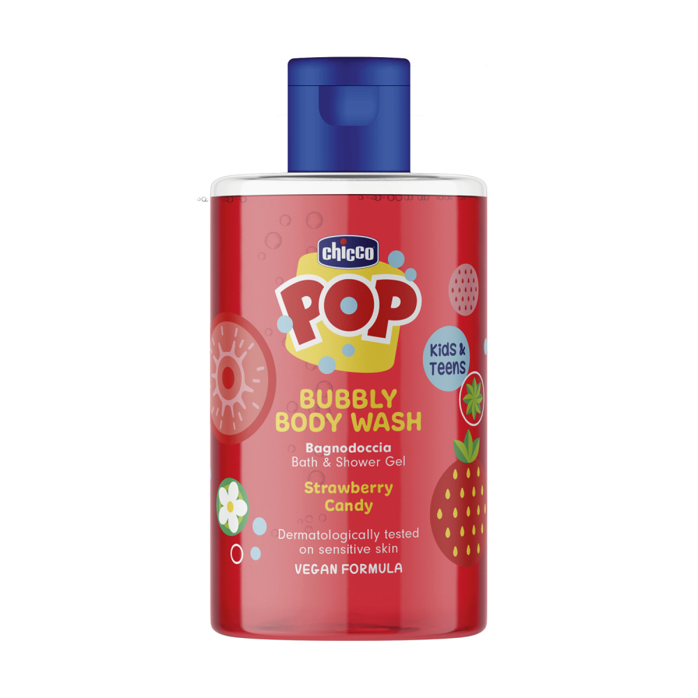 Gel de dus spumant Chicco Pop cu aroma de bomboane cu capsuni, formula vegana, pentru copii si adolescenti 300 ml [1]