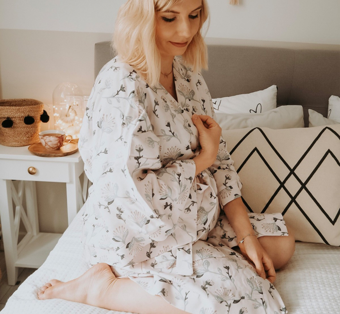 Halat / Kimono pentru gravide si mamici, vascoza si in, marime universala, Adobe Rose [13]