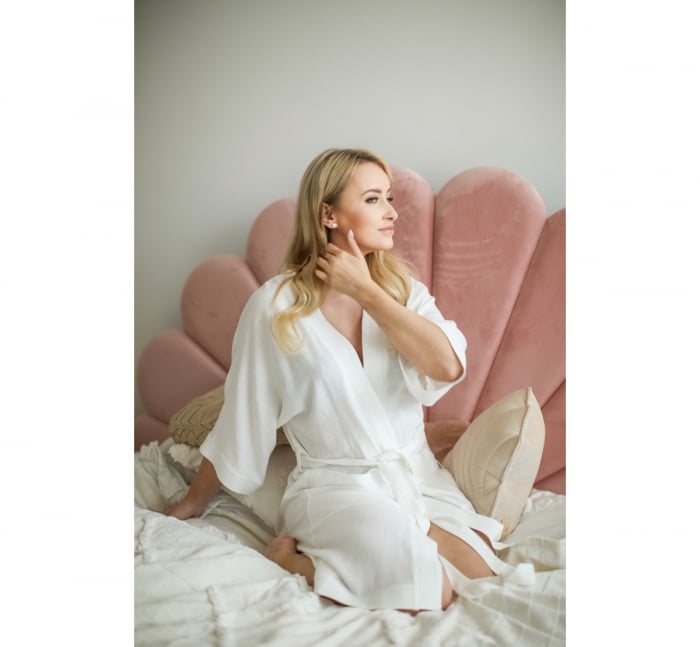 Halat / Kimono pentru gravide si mamici, vascoza si in, marime universala, Sepia Rose [3]