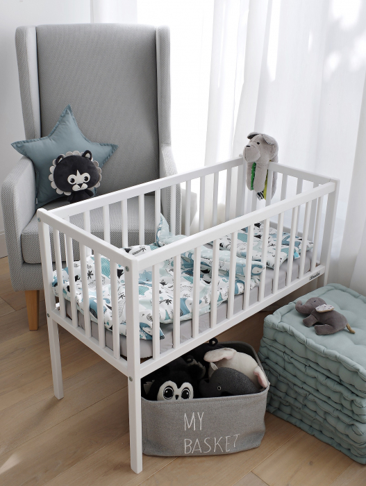 Patut mic, co-sleeping din lemn, Classic Alb 90 x 40 cm [1]