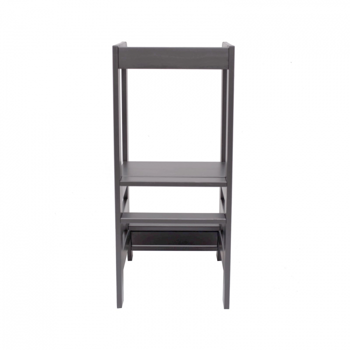 Inaltator Learning Tower Ajustabil, Ajutor de bucatarie MeowBaby®, lemn Gri inchis [5]
