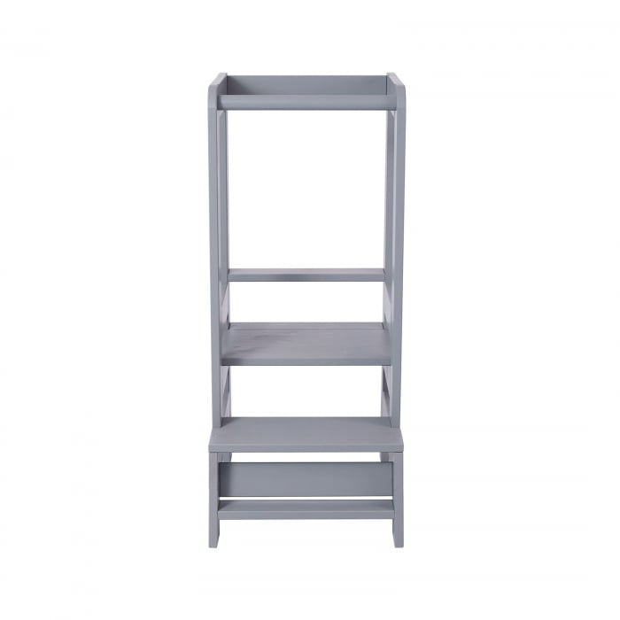 Inaltator Learning Tower Ajustabil, Ajutor de bucatarie MeowBaby®, lemn Gri inchis [4]