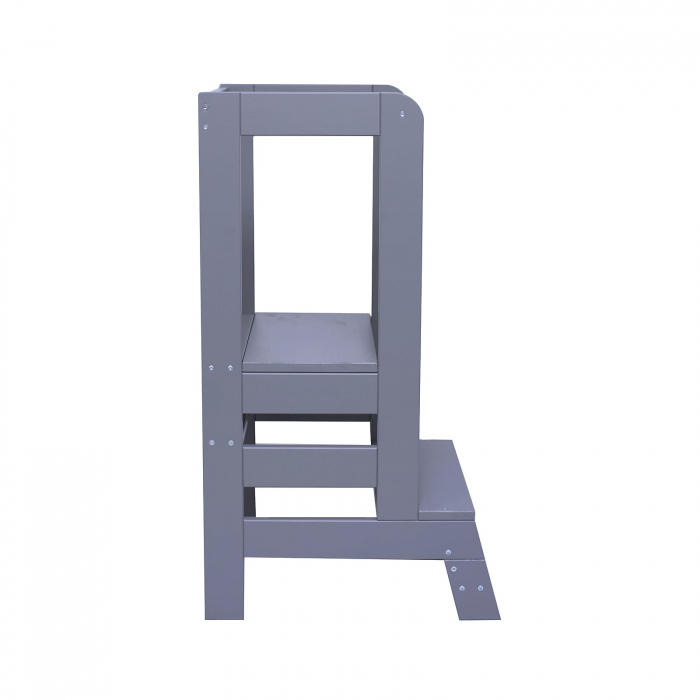 Inaltator Learning Tower Ajustabil, Ajutor de bucatarie MeowBaby®, lemn Gri inchis [3]