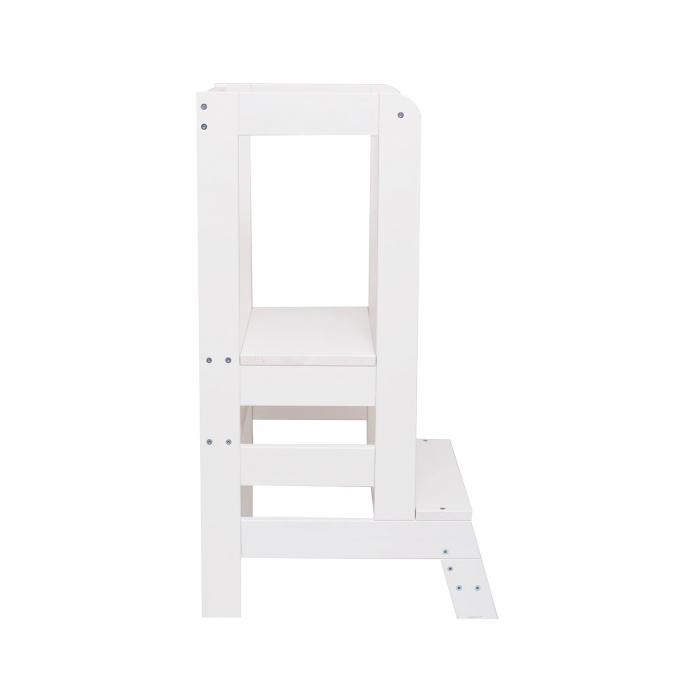 Inaltator Learning Tower Ajustabil, Ajutor de bucatarie MeowBaby®, lemn Alb [3]