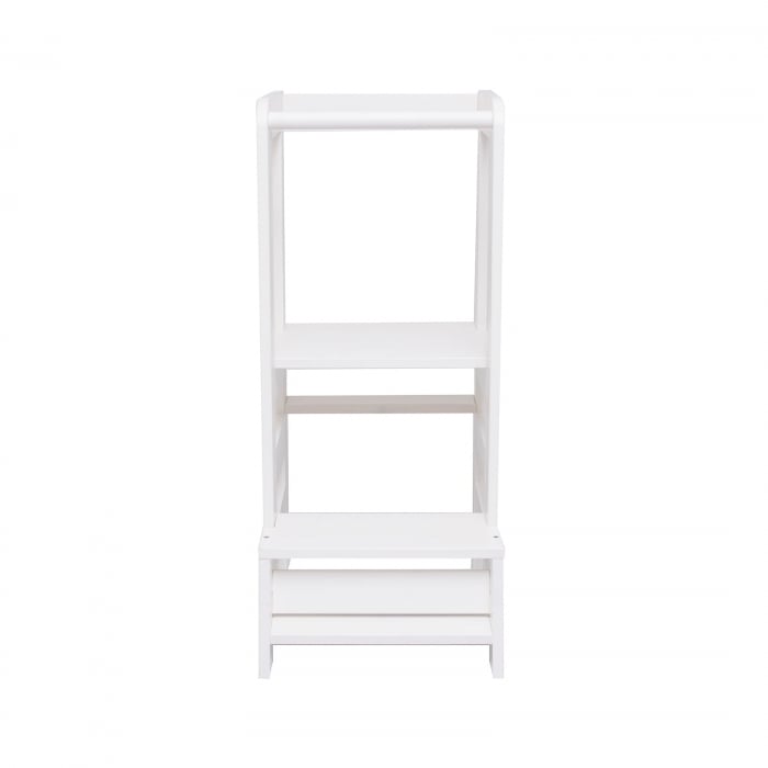 Inaltator Learning Tower Ajustabil, Ajutor de bucatarie MeowBaby®, lemn Alb [4]