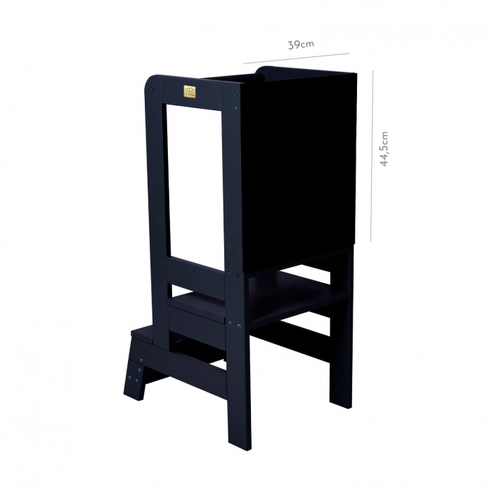 Inaltator Learning Tower Ajustabil cu tabla de scris, Ajutor de bucatarie MeowBaby®, lemn Negru [4]