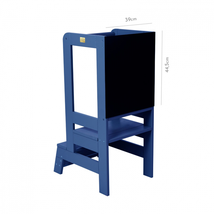 Inaltator Learning Tower Ajustabil cu tabla de scris, Ajutor de bucatarie MeowBaby®, lemn Albastru inchis [3]