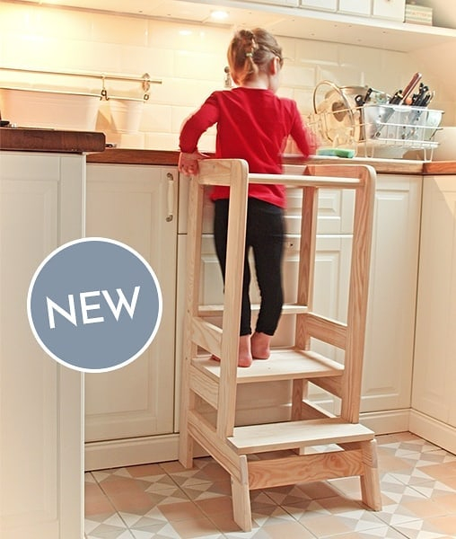 Inaltator Learning Tower Ajustabil, Ajutor de bucatarie MeowBaby®, lemn natur [2]