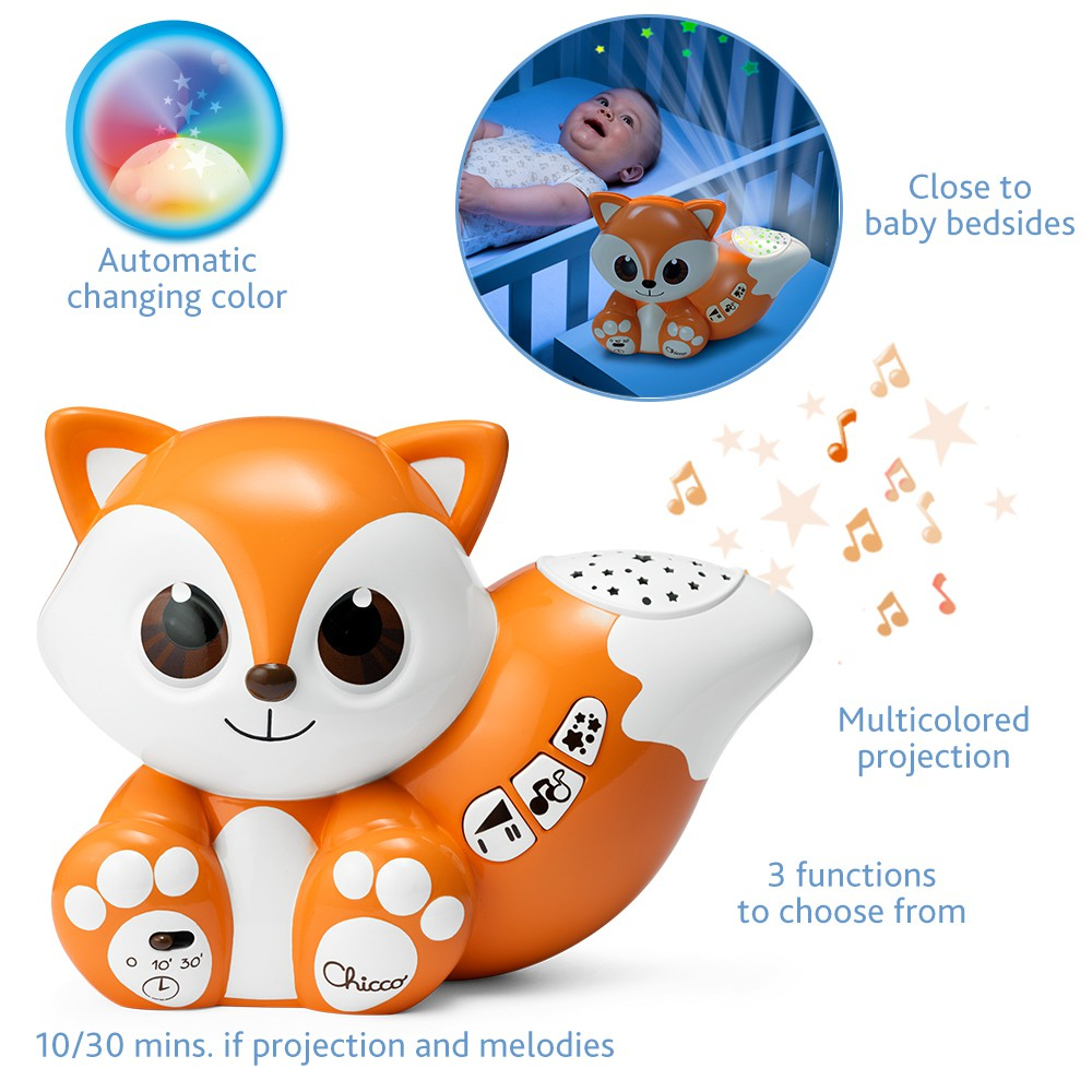 Jucarie Chicco 2 in 1 pentru carucior si lampa de veghe Vulpita Foxy, 0 luni+ [3]