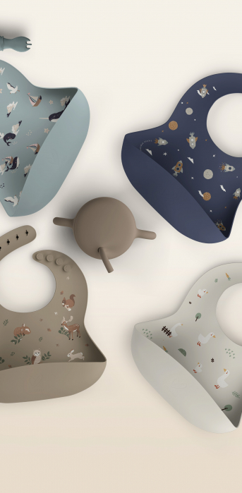 Bavetă din silicon cu buzunar, ajustabila, Magic Sea Animals [3]