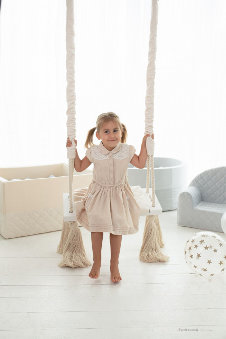 Leagan din lemn si spuma pentru copii WoodSwing by BabySteps, Catifea Velvet Mint [2]