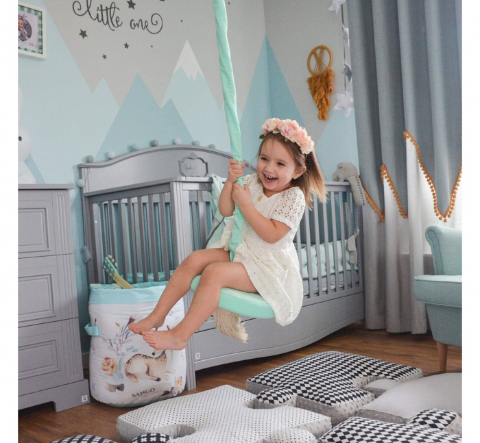 Leagan din lemn si spuma pentru copii RingSwing by BabySteps, Catifea Velvet Mint [4]