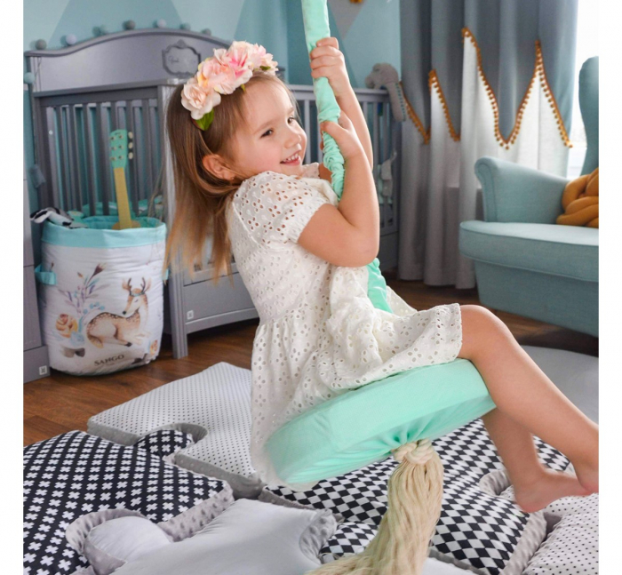 Leagan din lemn si spuma pentru copii RingSwing by BabySteps, Catifea Velvet Mint [3]